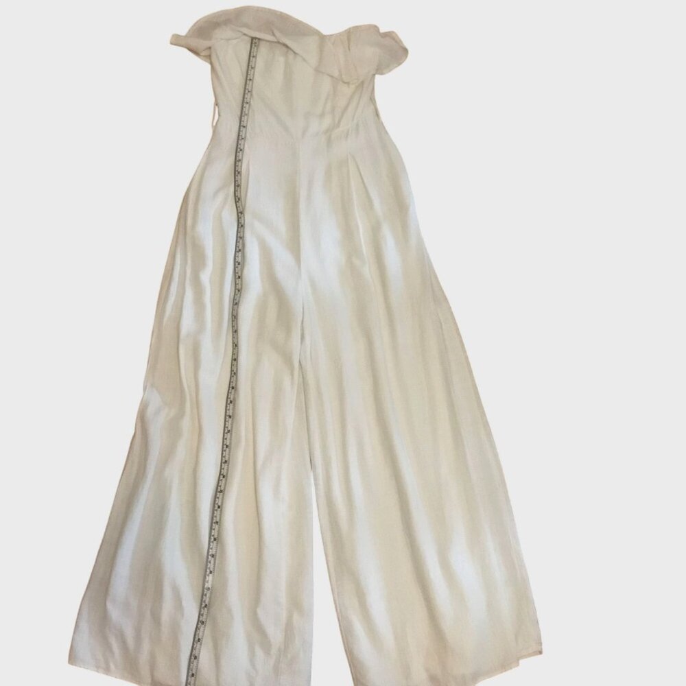 ALTAR’D STATE White Off Shoulder Wide Leg Jumpsuit XS Pocket Summer Party Bridal